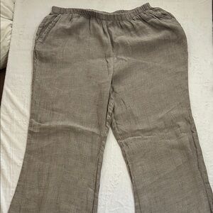 Flax Tan Herringbone Linen Trousers